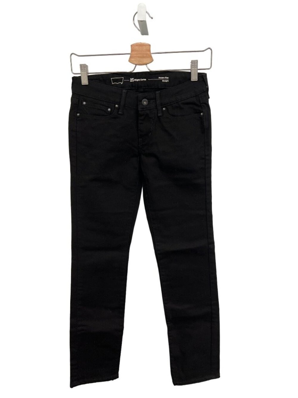 Levis Black Modern Rise Stretch Straight Jeans
